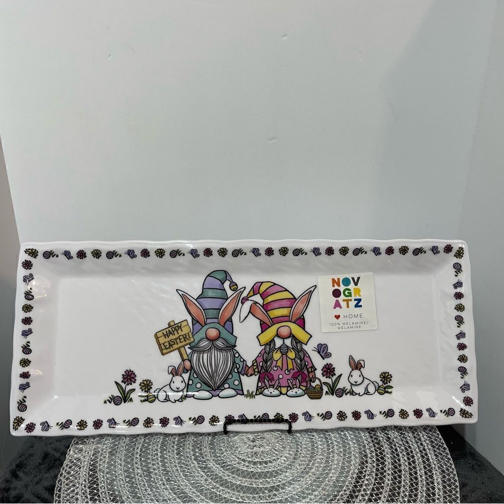 Gnome Easter Serving Tray Melamine NWT